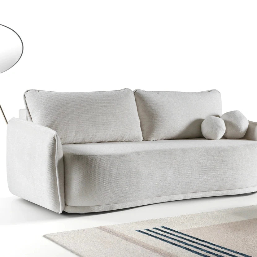 Canapé d’angle convertible écru avec fonction couchage et espace de rangement|Destockage|Decora Home