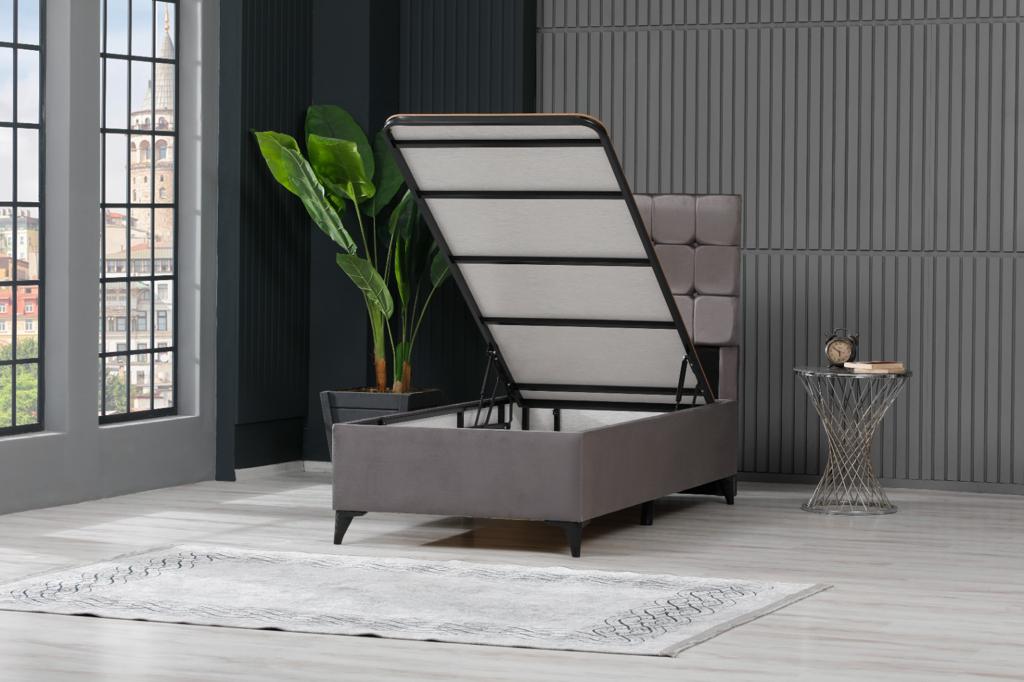 Lit Coffre en Velours – Design Élégant avec Rangement Intégré | 90x190 cm - Decora Home