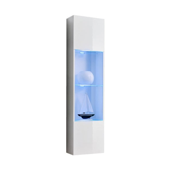 FLY 42 hanging display with a lit window, gloss white — vue 2