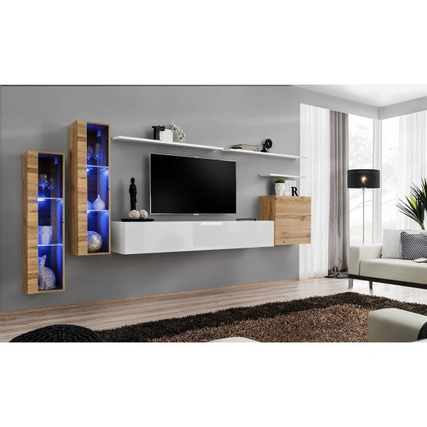 SWITCH XI hanging wall unit, chêne Wotan with blanc brillant — vue 2