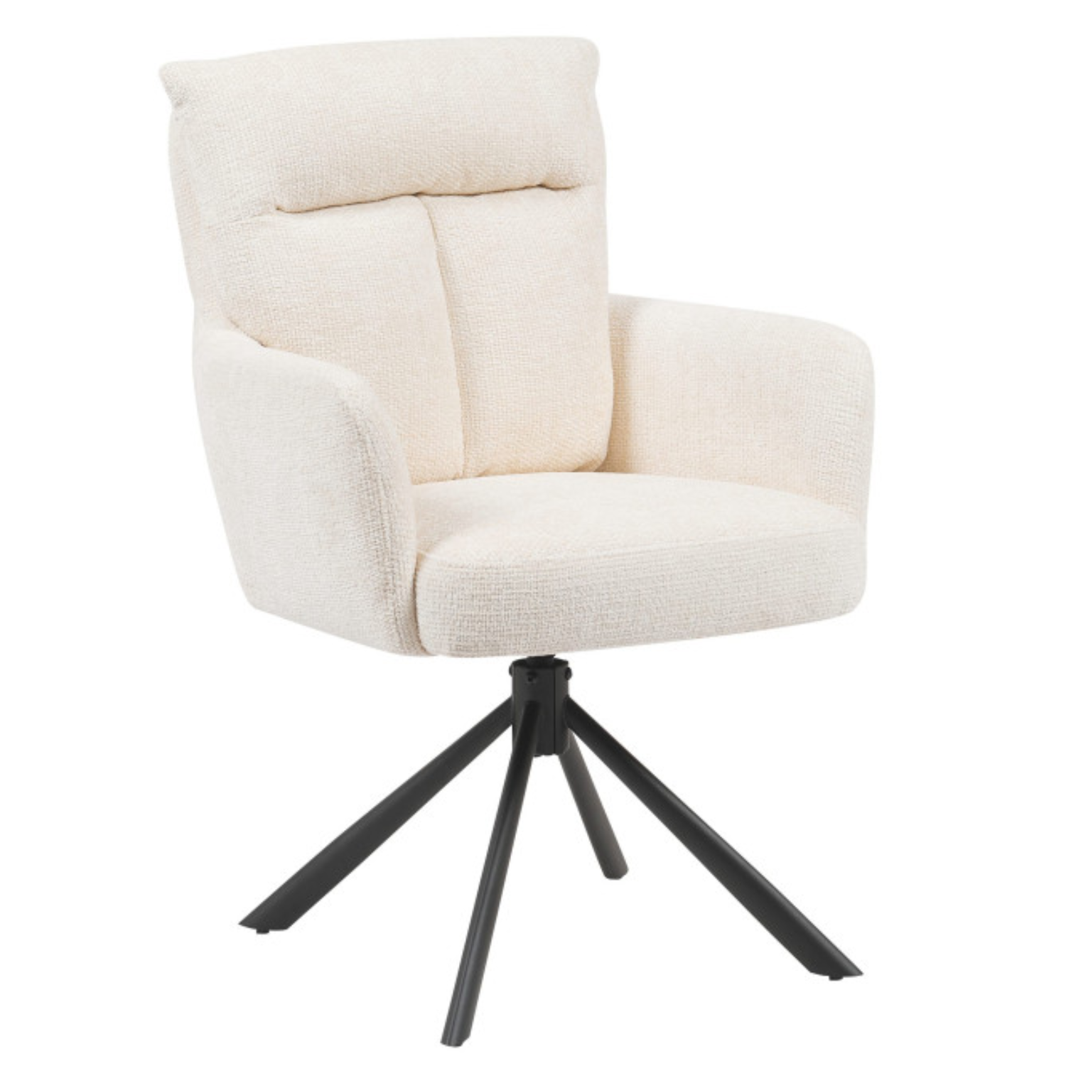 Chaise design – Assise et dossier en tissu bouclé, piétement acier (Beige / Taupe)
