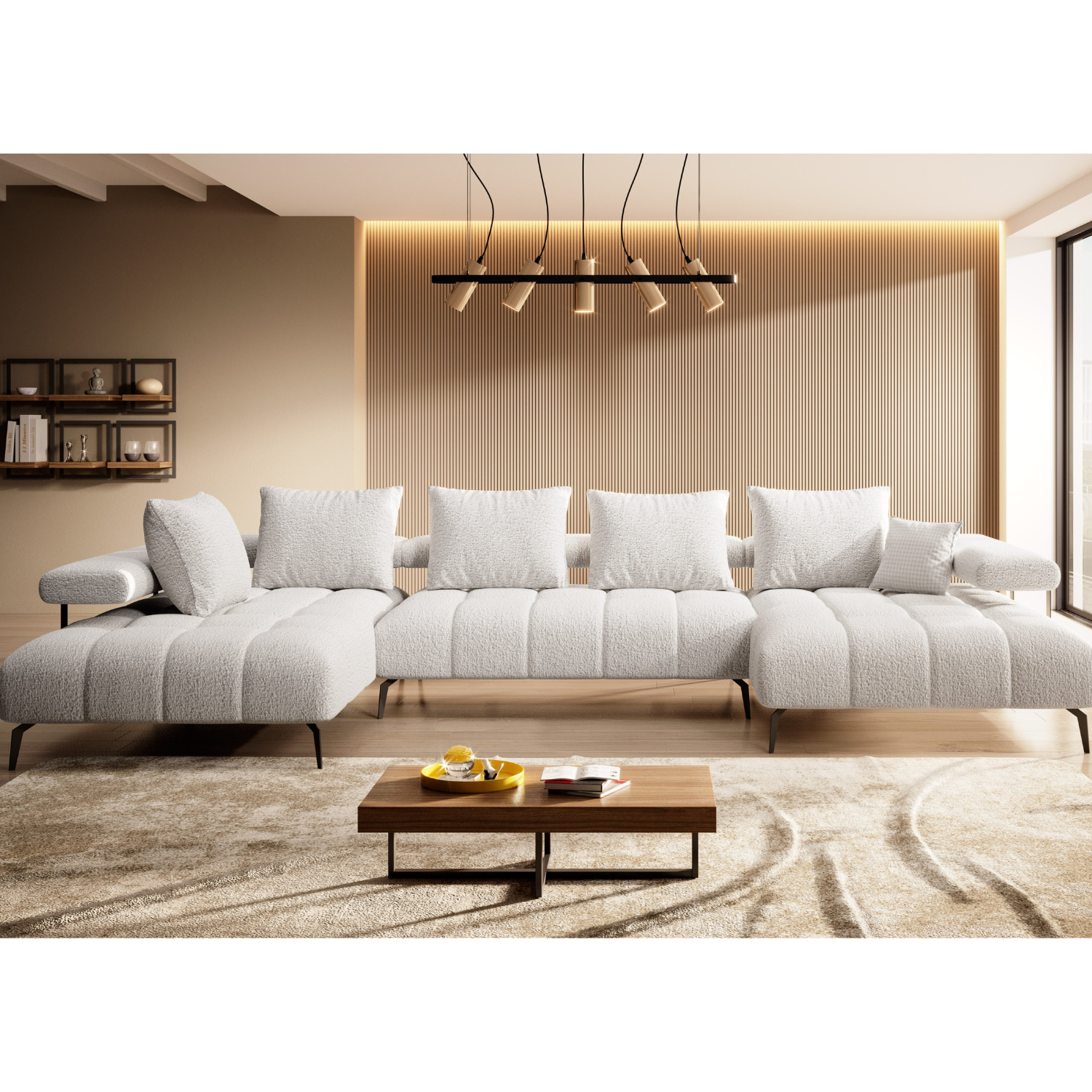 Canapé d’angle moderne avec réglage électrique de la profondeur d’assise