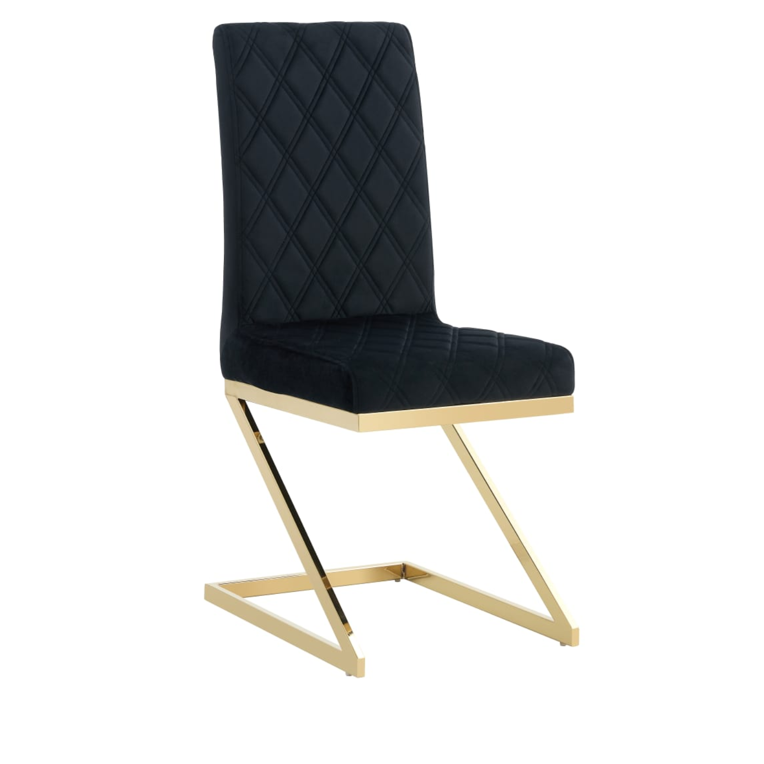 Chaise de bureau assise en velours et pieds en acier