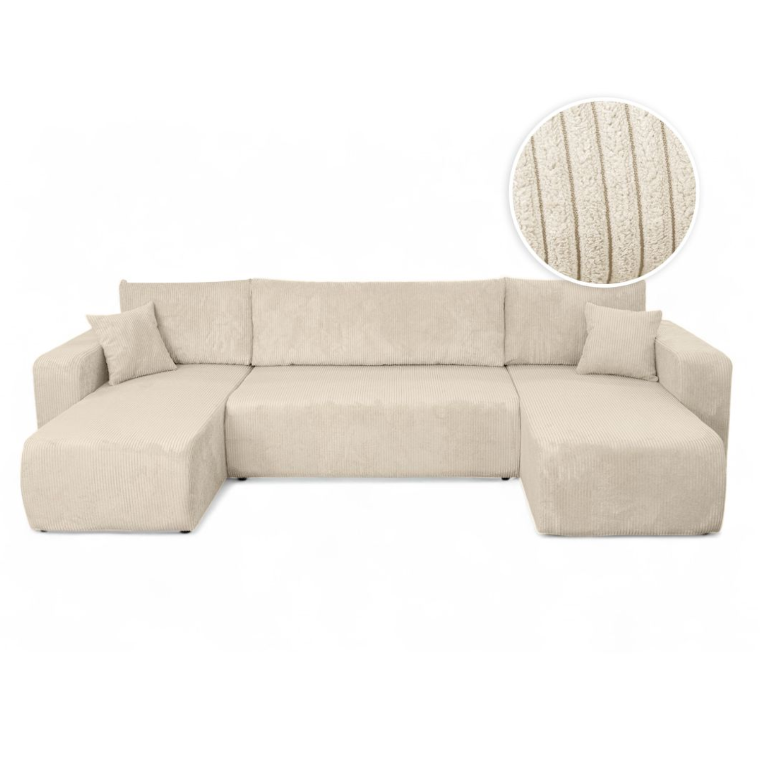 Canapé Panoramique – 5 Places – Convertible avec Coffre – Velours Côtelé