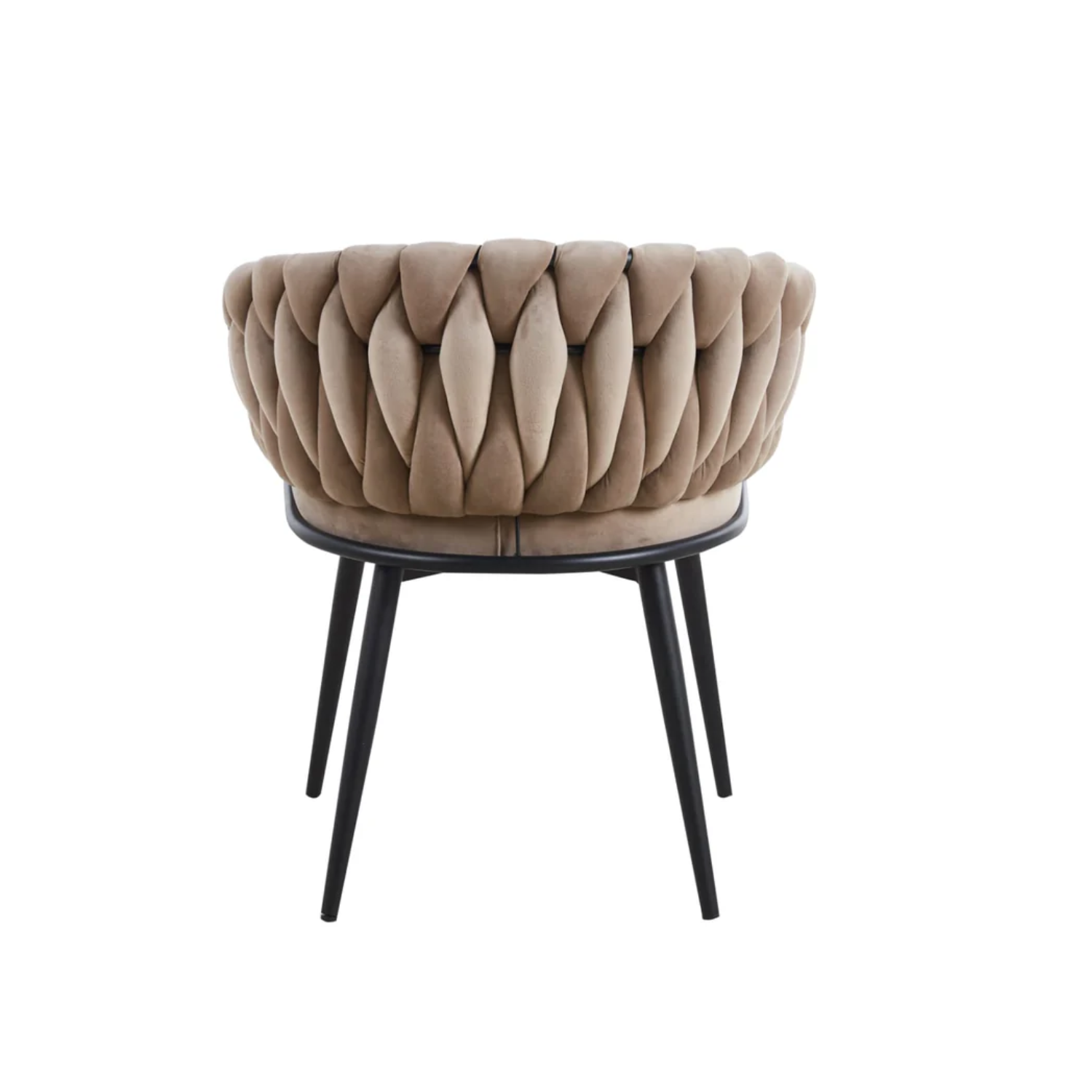 Chaise avec accoudoirs en velours et pieds métal noir