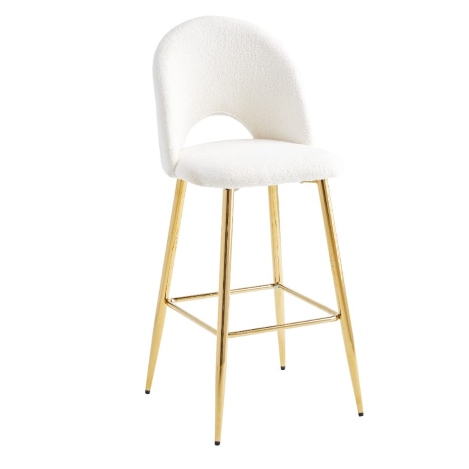 Chaise de bar en velours avec piètement doré, argenté ou noir – L45 x P45 x H112 cm