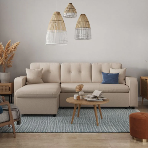 Canapé d'angle convertible réversible en tissu