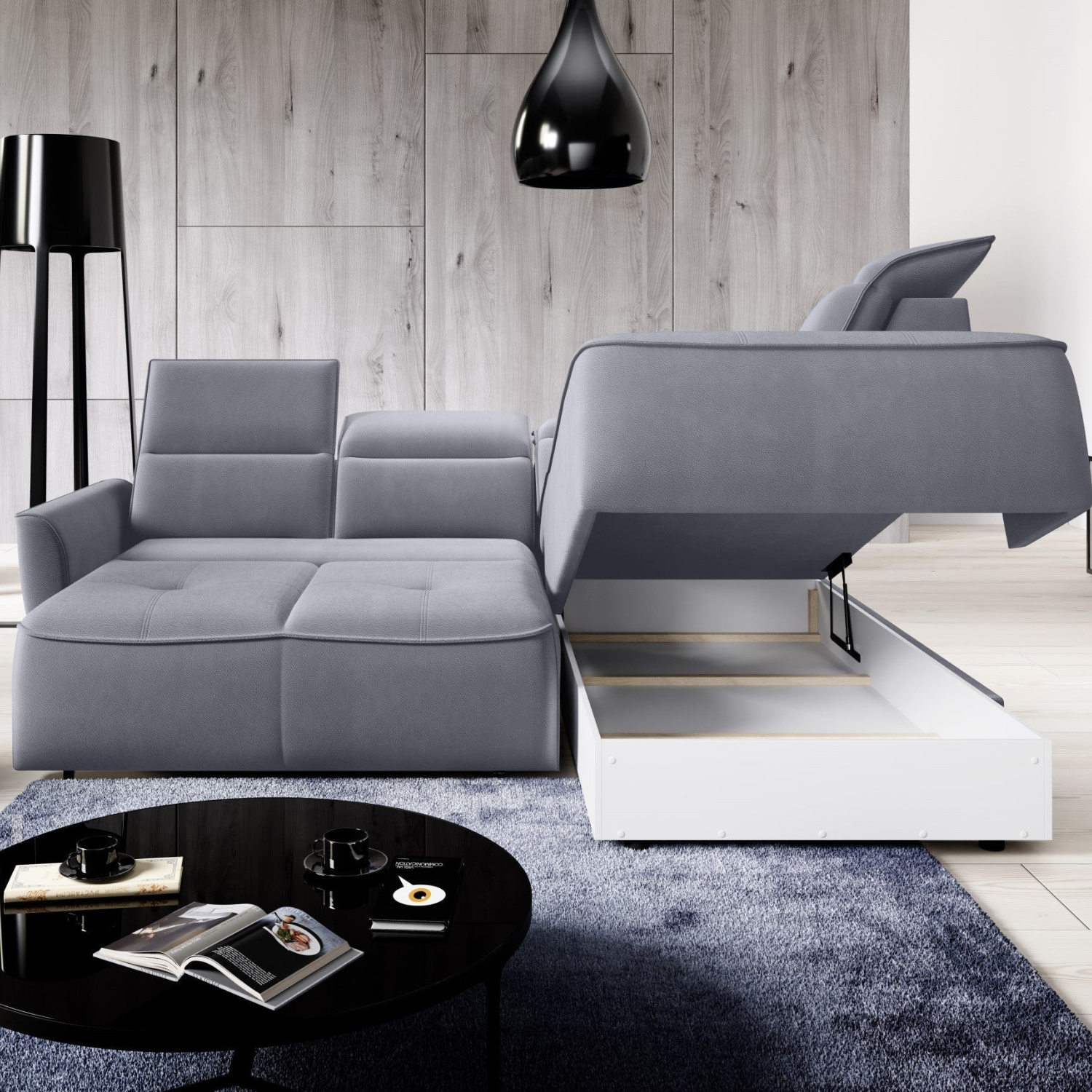 Canapé d'Angle Convertible - Design Moderne, Confort Optimal, Disponible en 3 Tailles | Canapé Réversible avec Coffre de Rangement