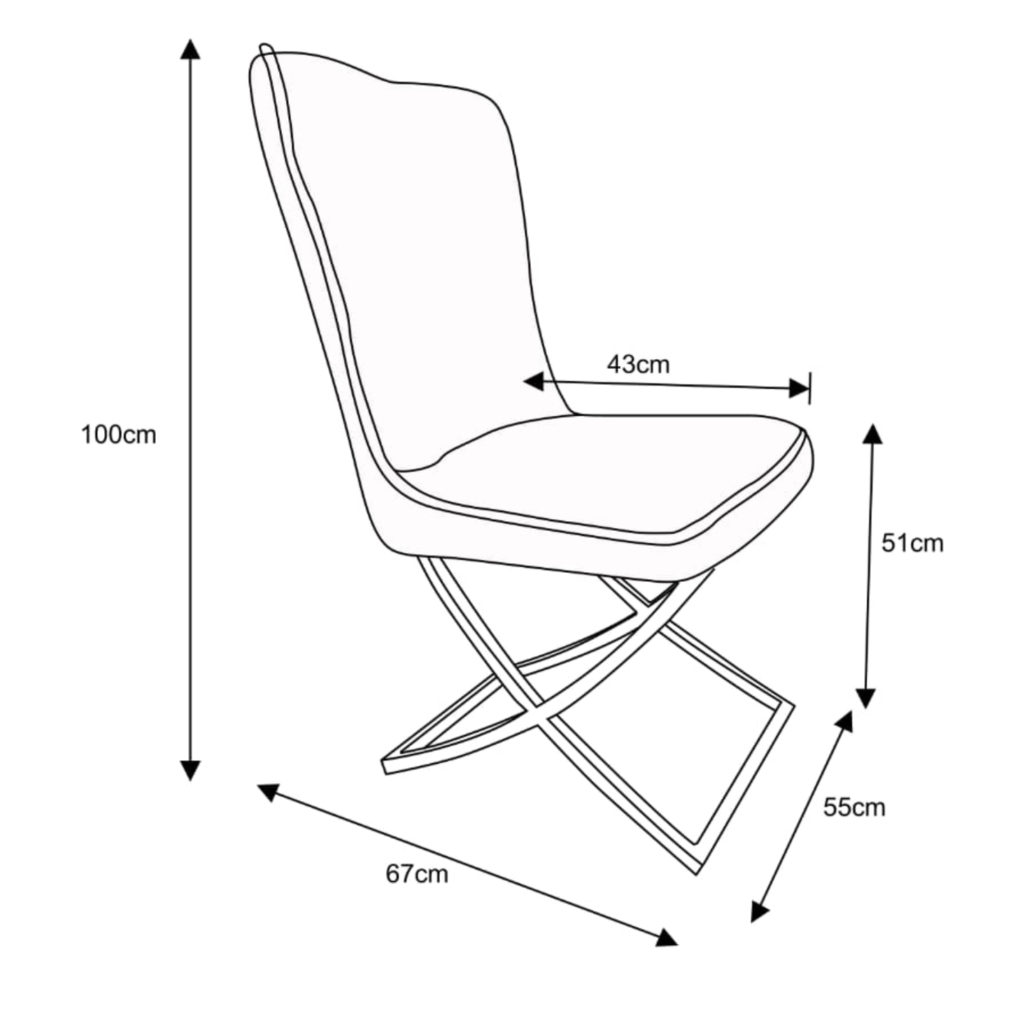 Chaise – Assise en mousse & pieds en acier doré ou argenté – Élégance sobre & confort moderne