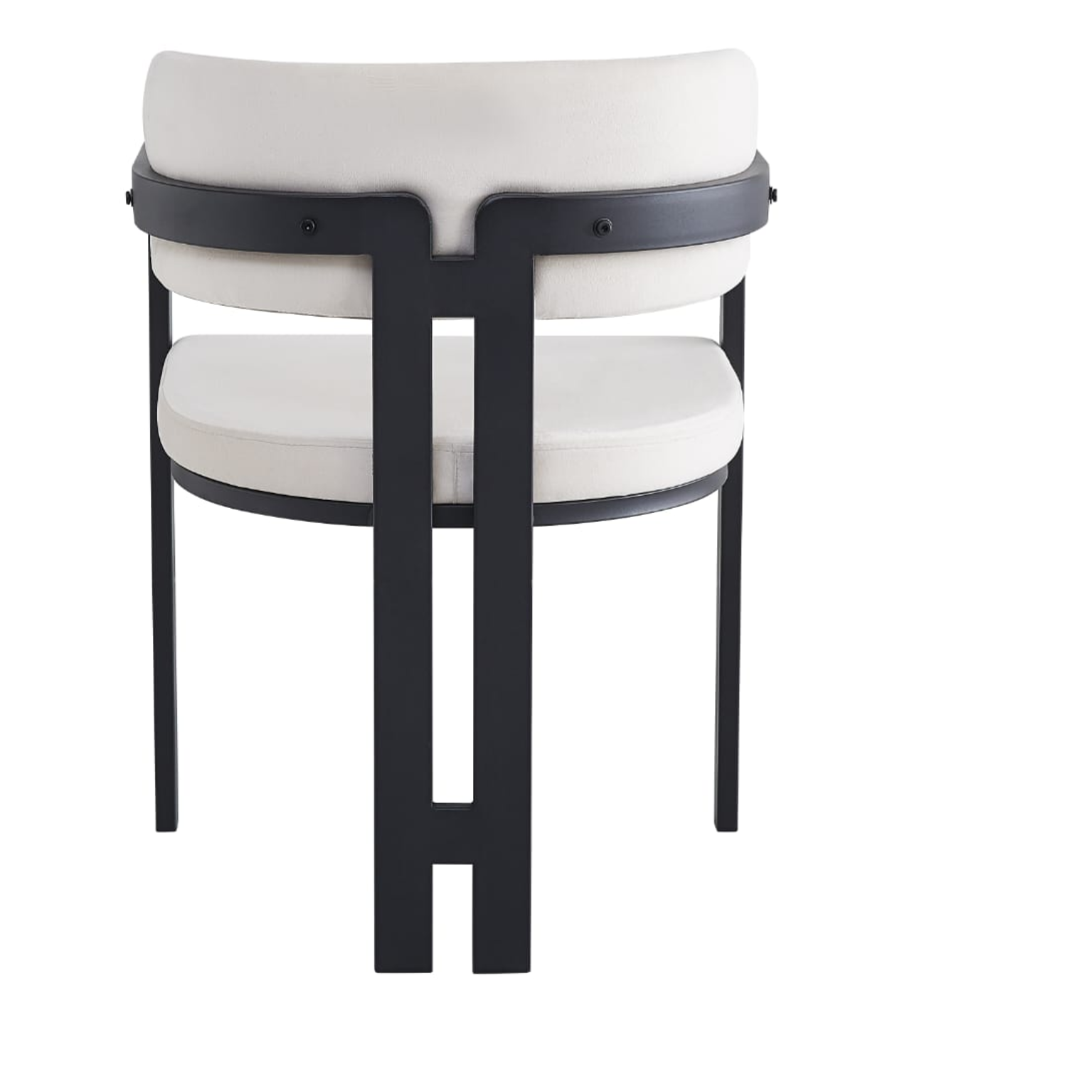 Chaise en  structure en métal noir avec assise en tweed latte confortable