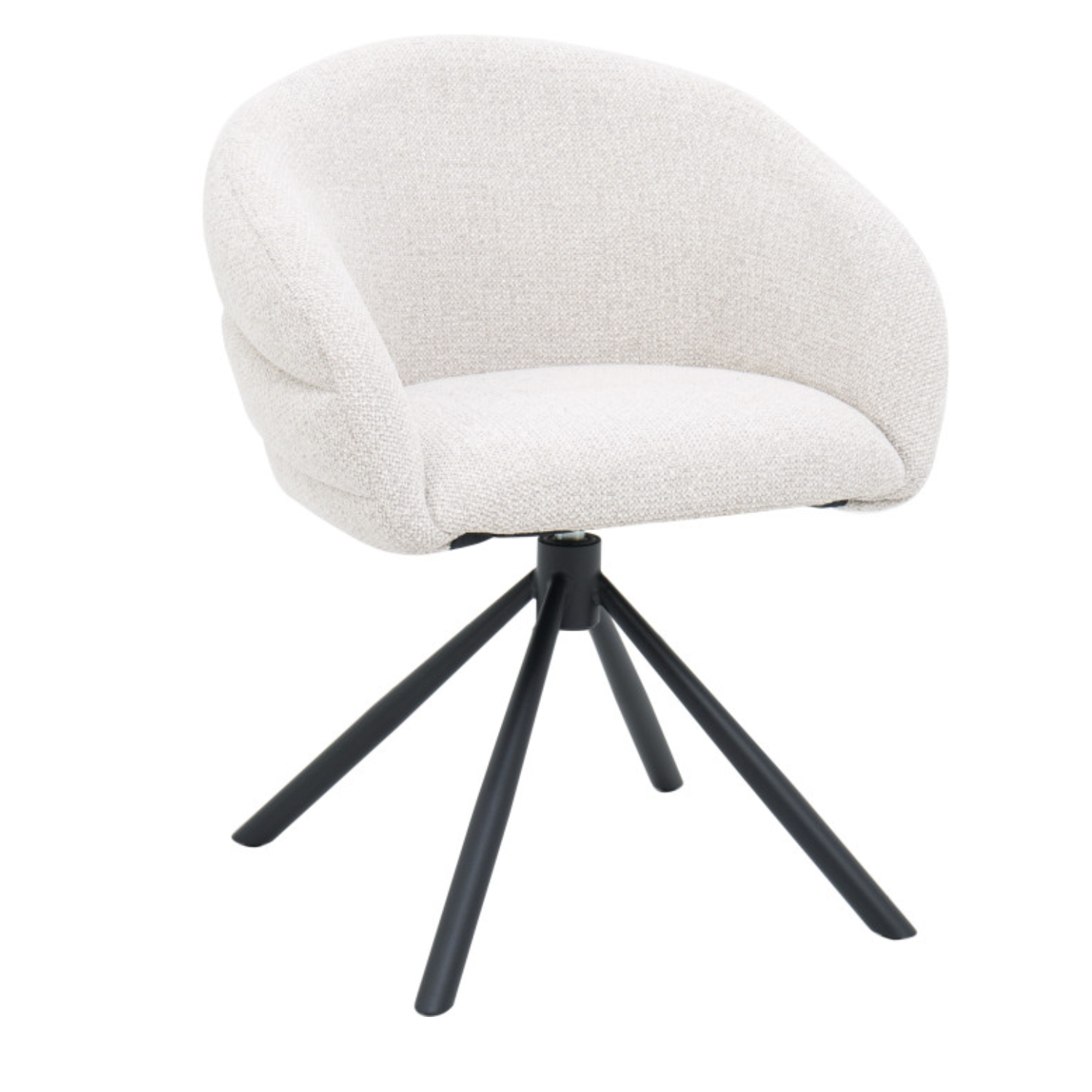 Chaise design pivotante 360° – Assise en tissu texturé, piétement en acier noir (Beige ou Taupe)