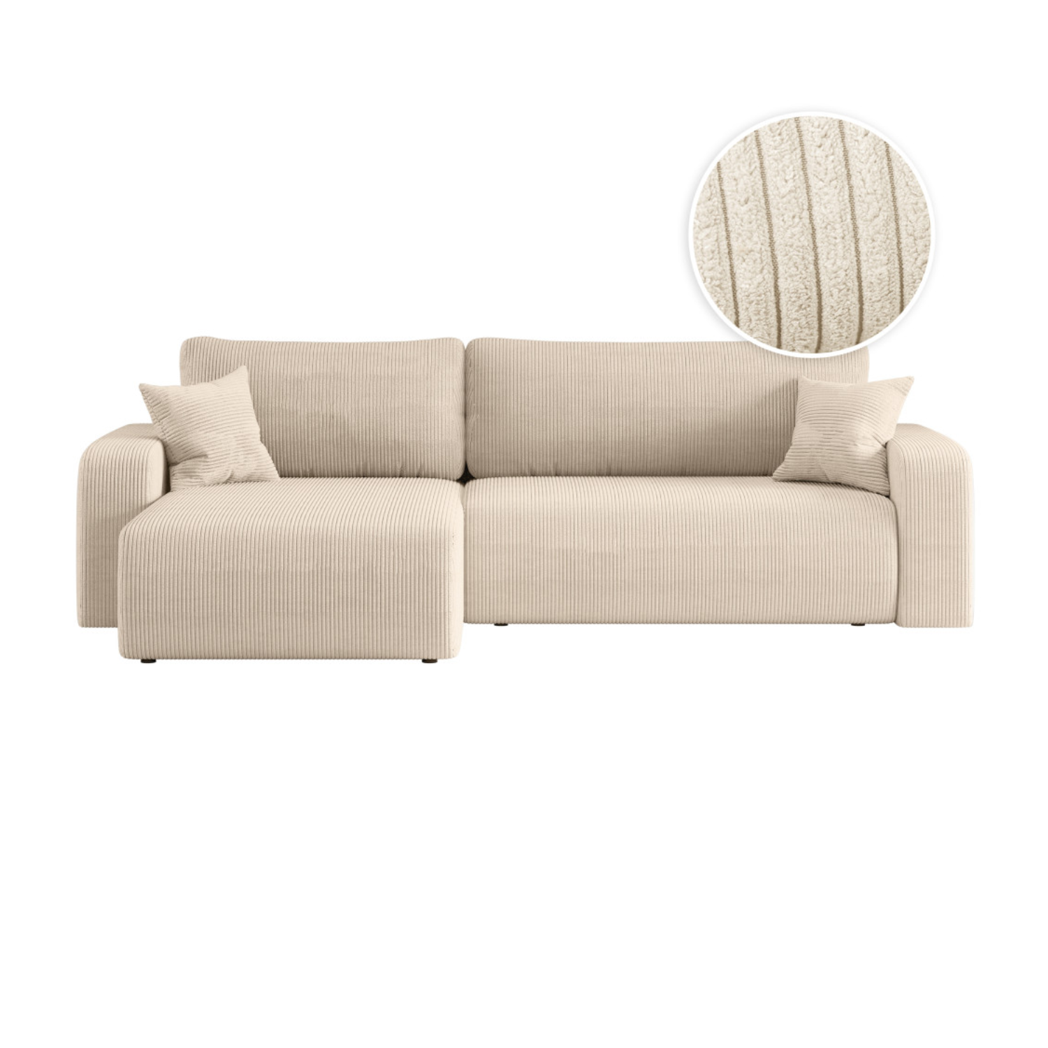 Canapé d'angle max réversible et convertible 5 places en velours côtelé