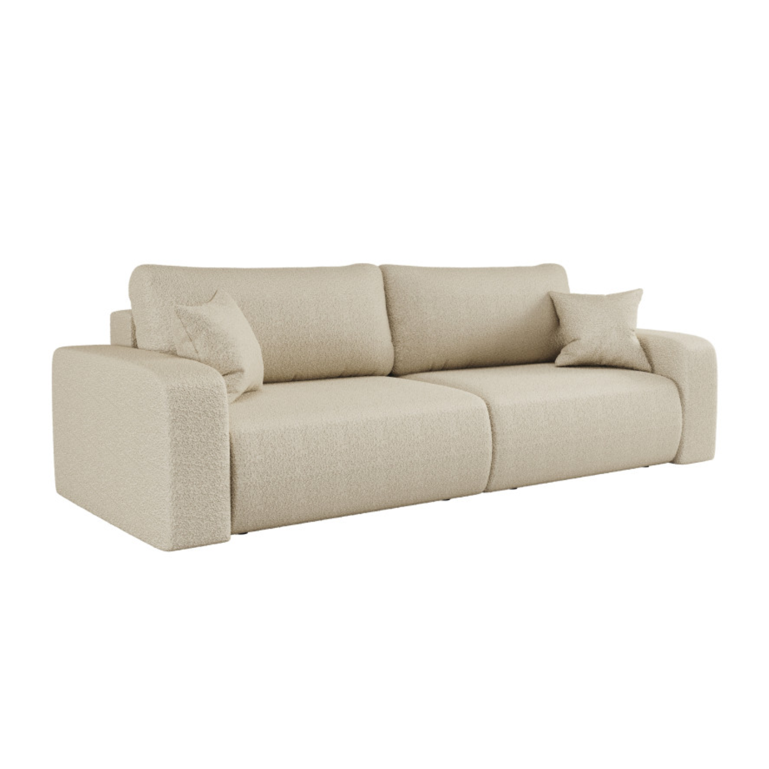 Canapé convertible 3 places – avec coffre de rangement – Tissu bouclette ou velours côtelé – Fabrication européenne