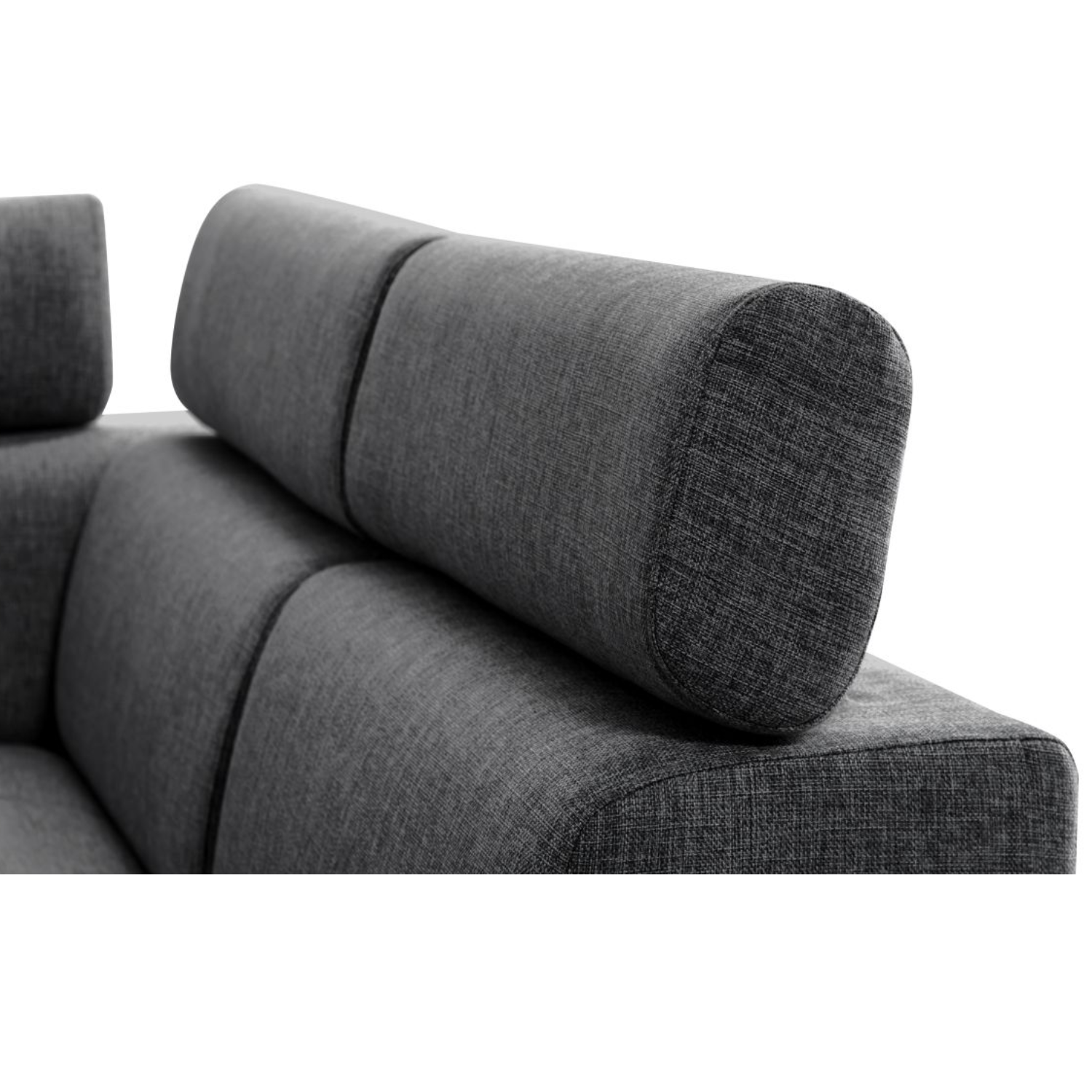 Canapé panoramique convertible avec 2 coffres en tissu
