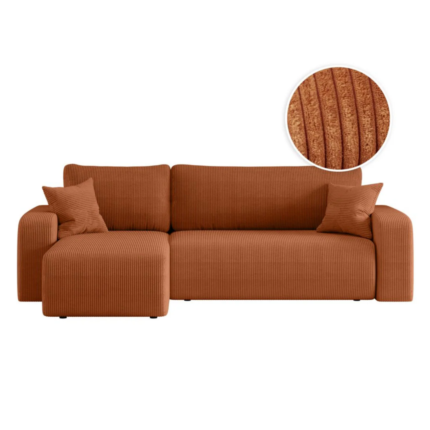 Canapé d'angle convertible et réversible 4 places en velours côtelé