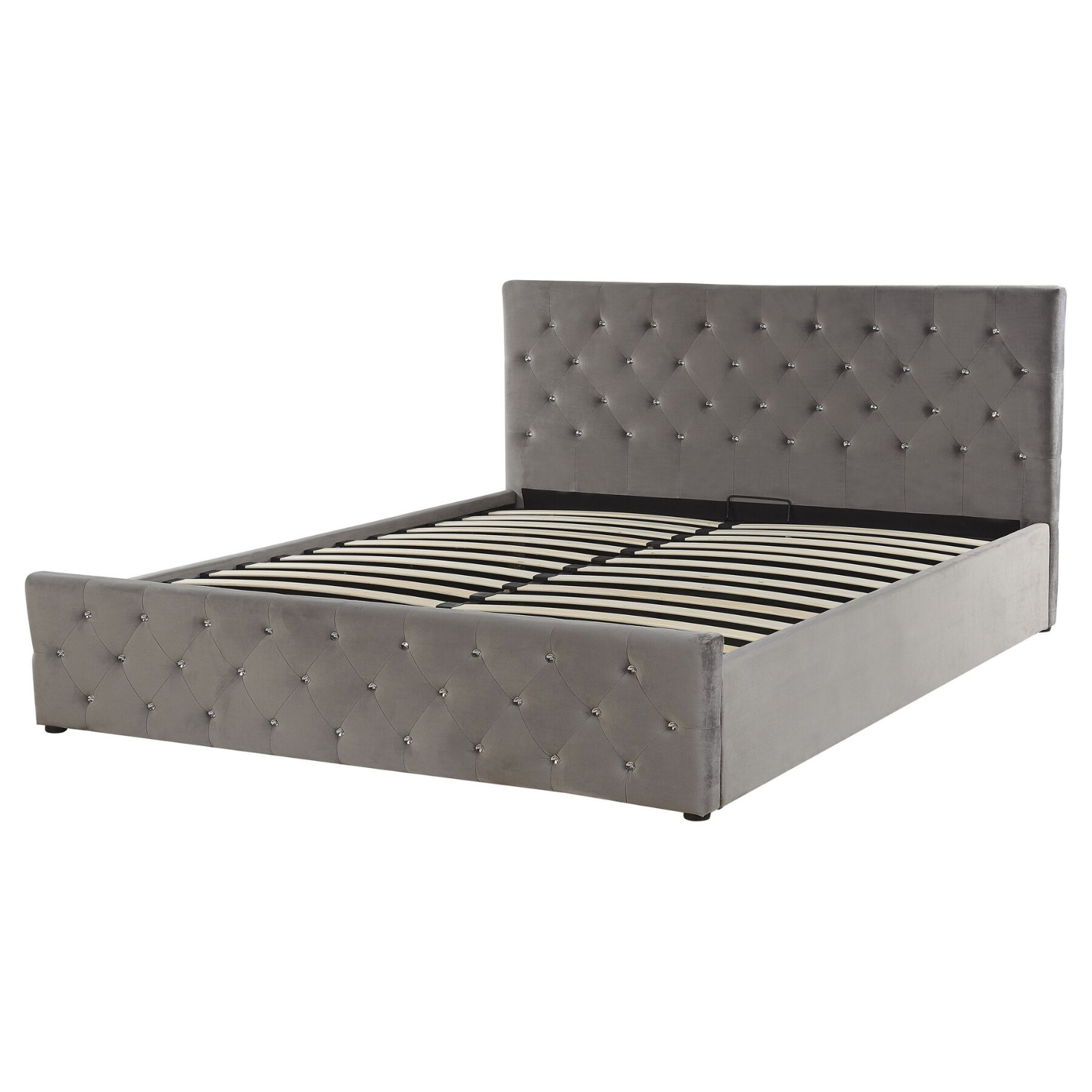 Lit CALINA en velours – Coffre de rangement – 140x200 & 160x200 cm – Noir, Gris, Beige