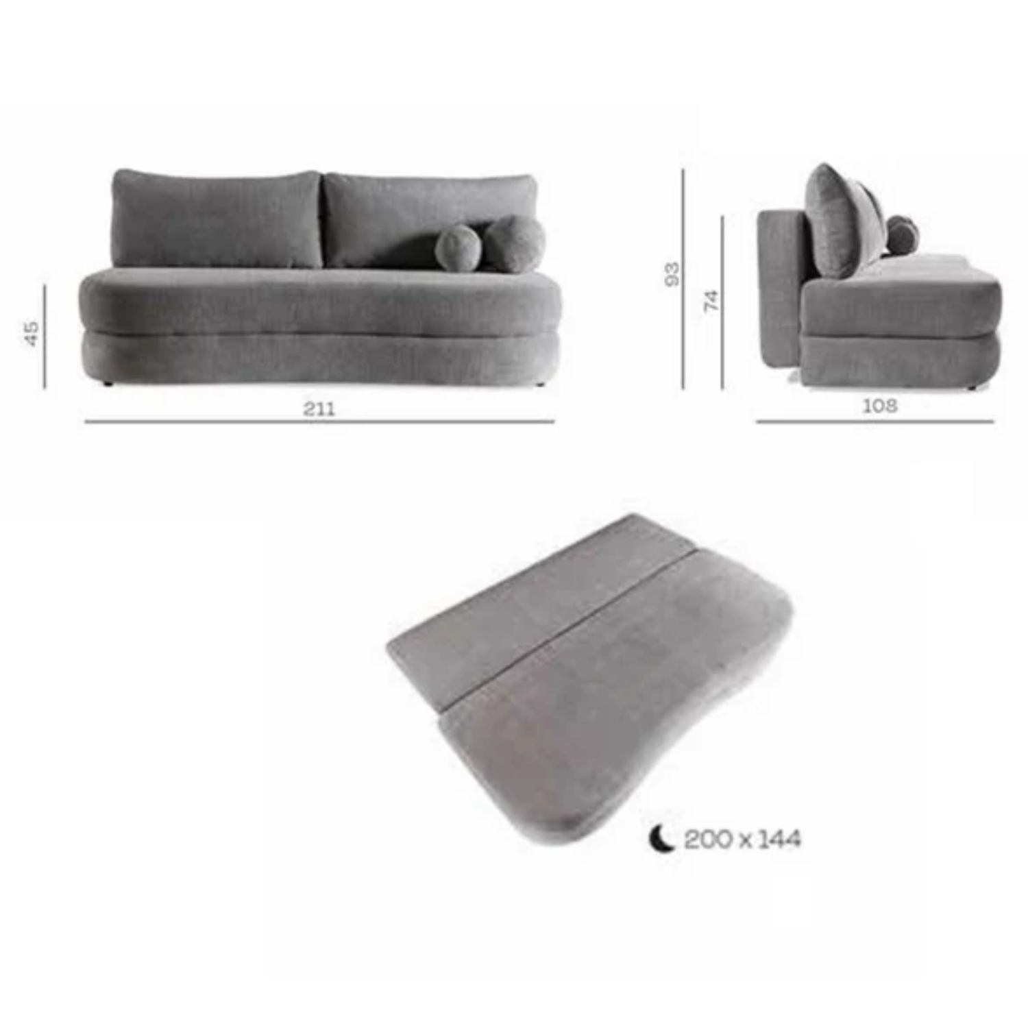 Canapé avec fonction couchage DL, ressorts Bonnell et rangement intégré.