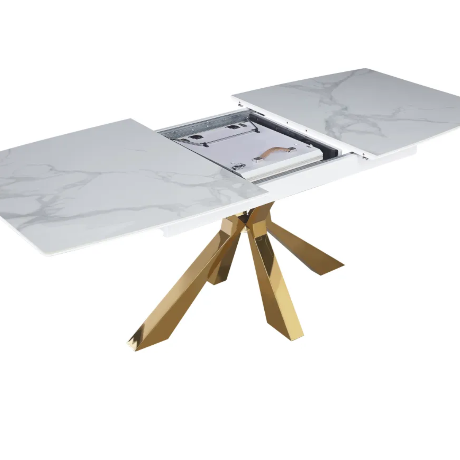 Table a manger extensible en marbre et pieds métallique