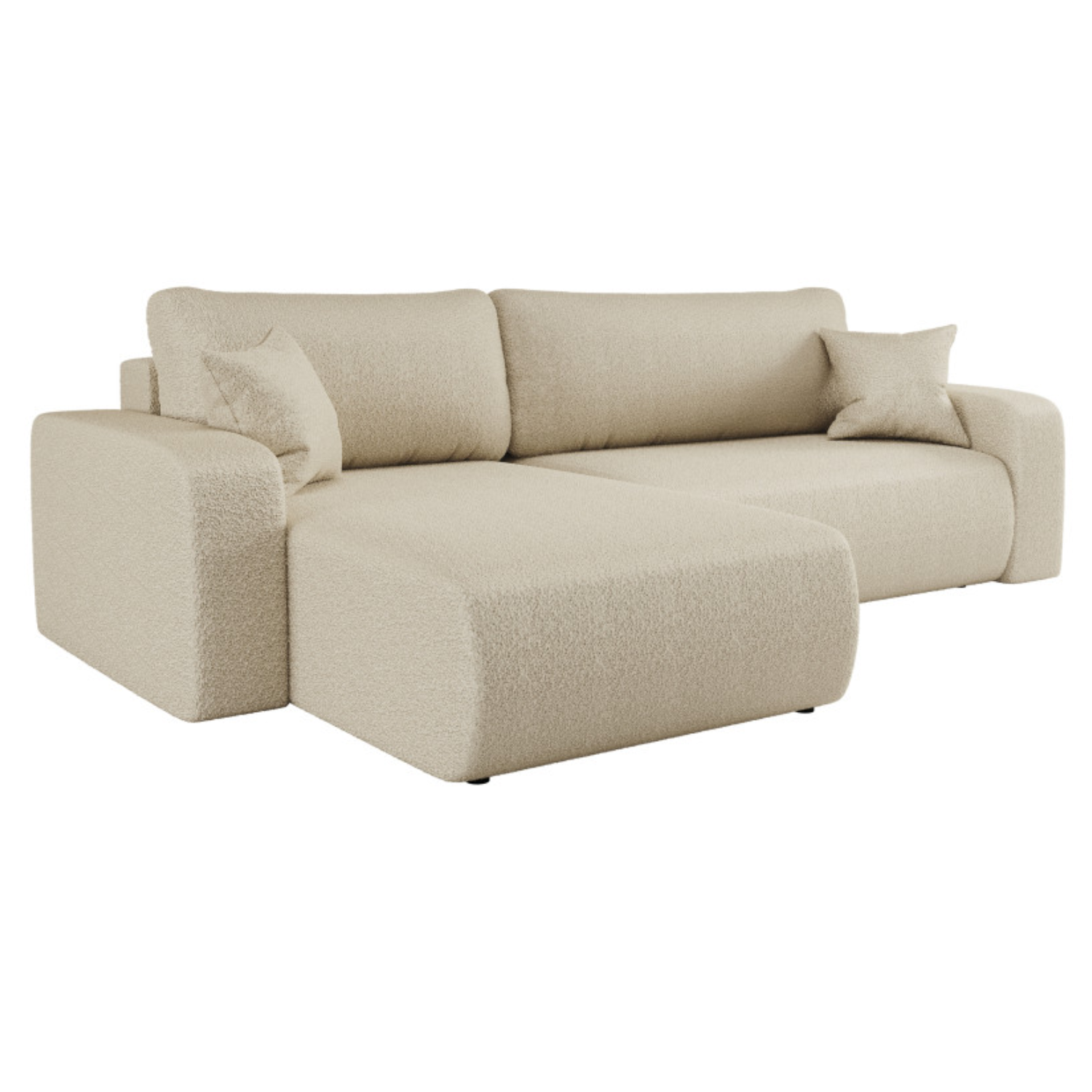 Canapé d'angle max réversible et convertible 5 places en tissu bouclette