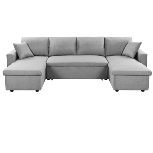 Canapé U panoramique convertible avec 2 coffres en tissu