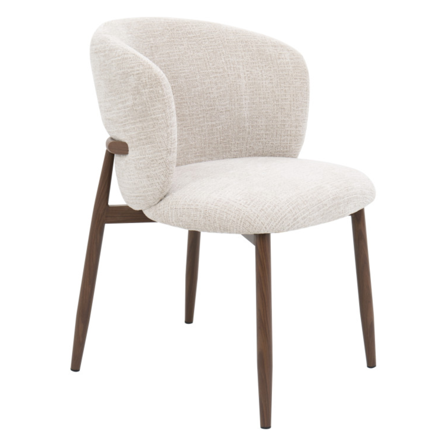Chaise design – Assise et dossier en tissu, piétement acier (Beige ou Blanc)