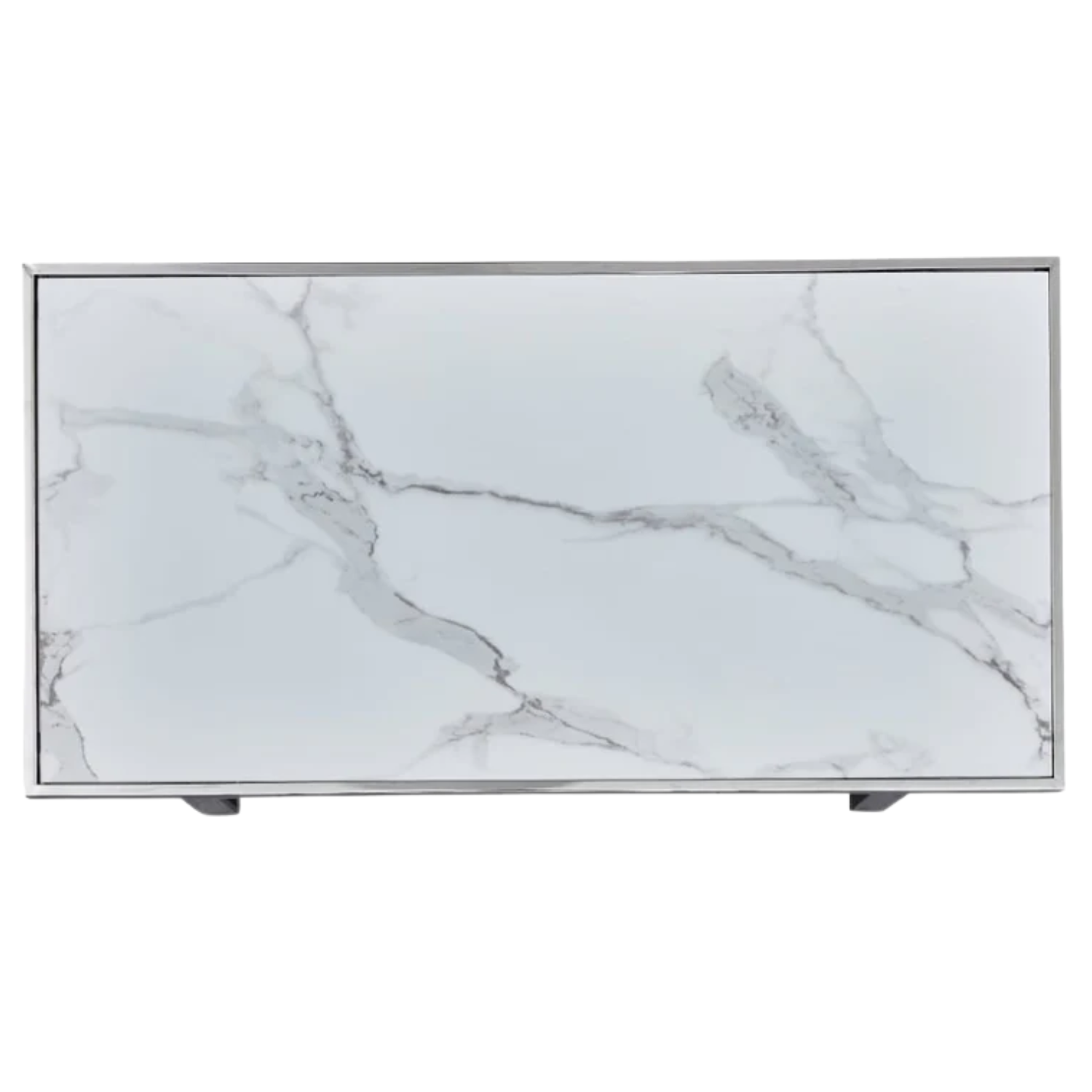 Table Basse Plateau en Marbre Blanc ou Noir et Pieds Métalliques