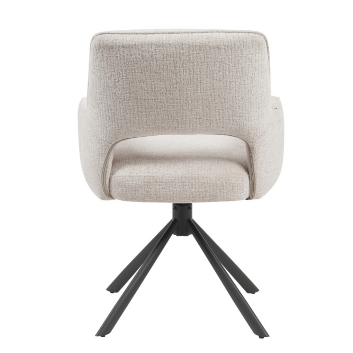 Chaise pivotante 360° – Tissu bouclé avec ressorts ensachés & piètement acier noir (Beige ou Taupe)