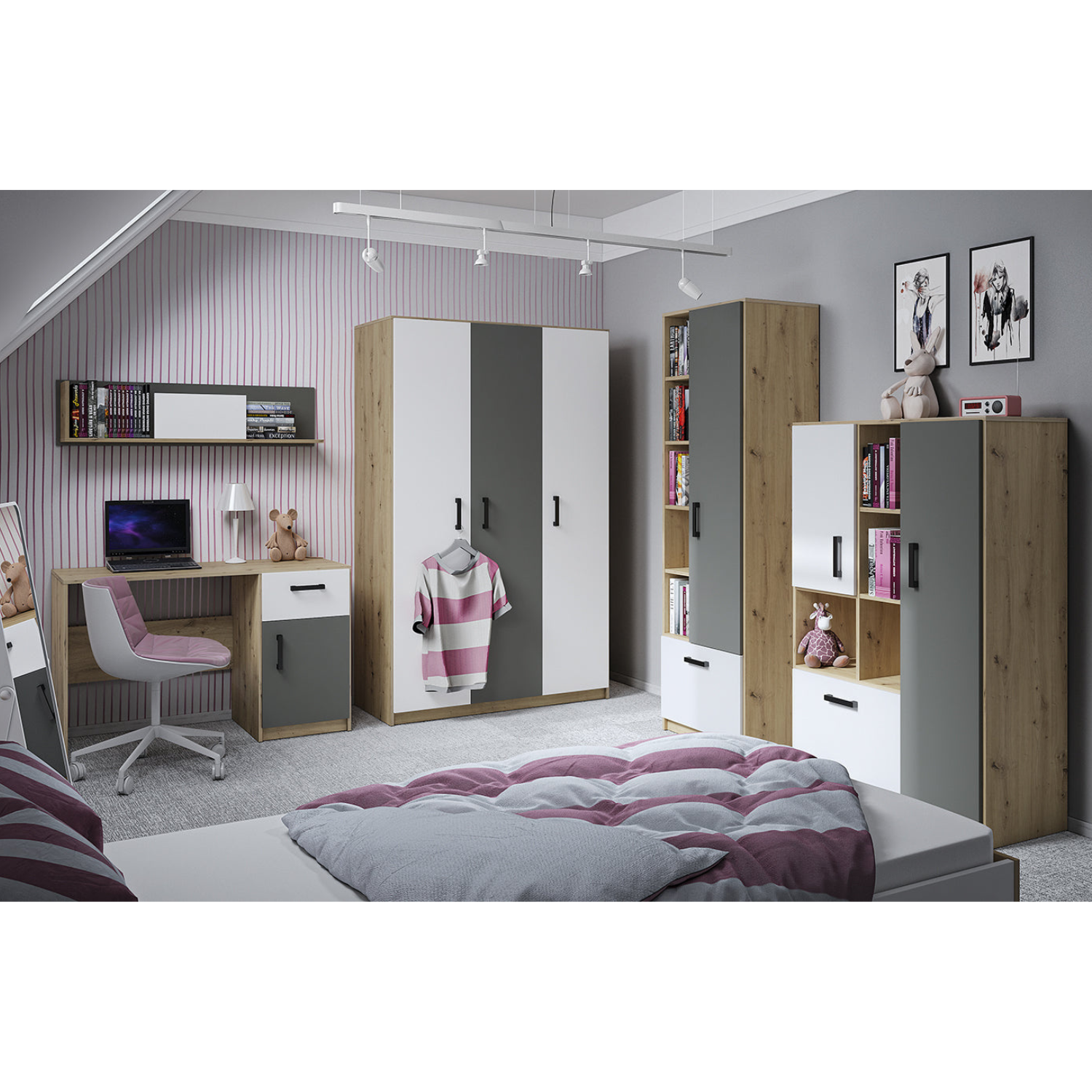 Lit Contemporain avec Structure en Bois et Métal - Confort et Élégance