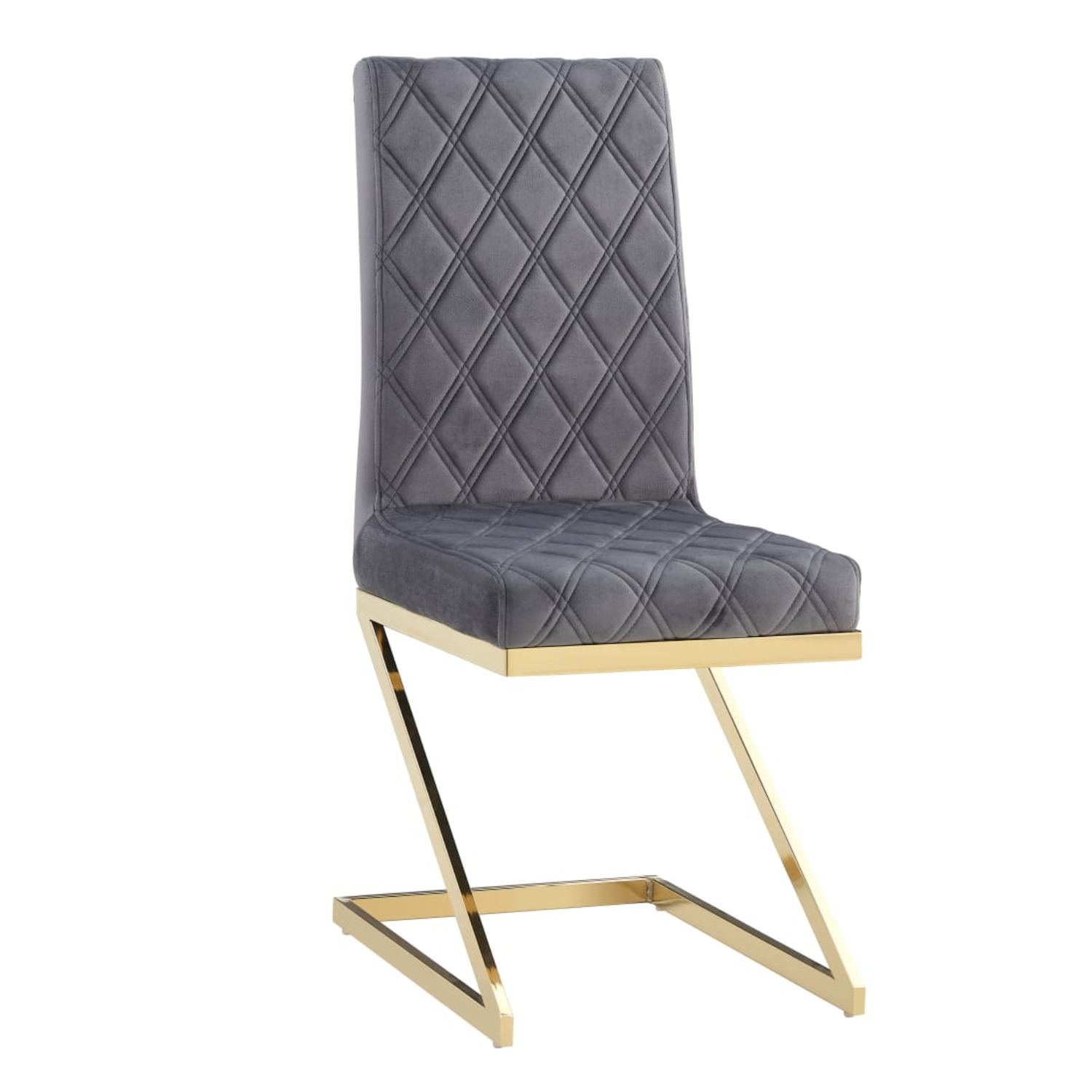 Chaise de bureau assise en velours et pieds en acier