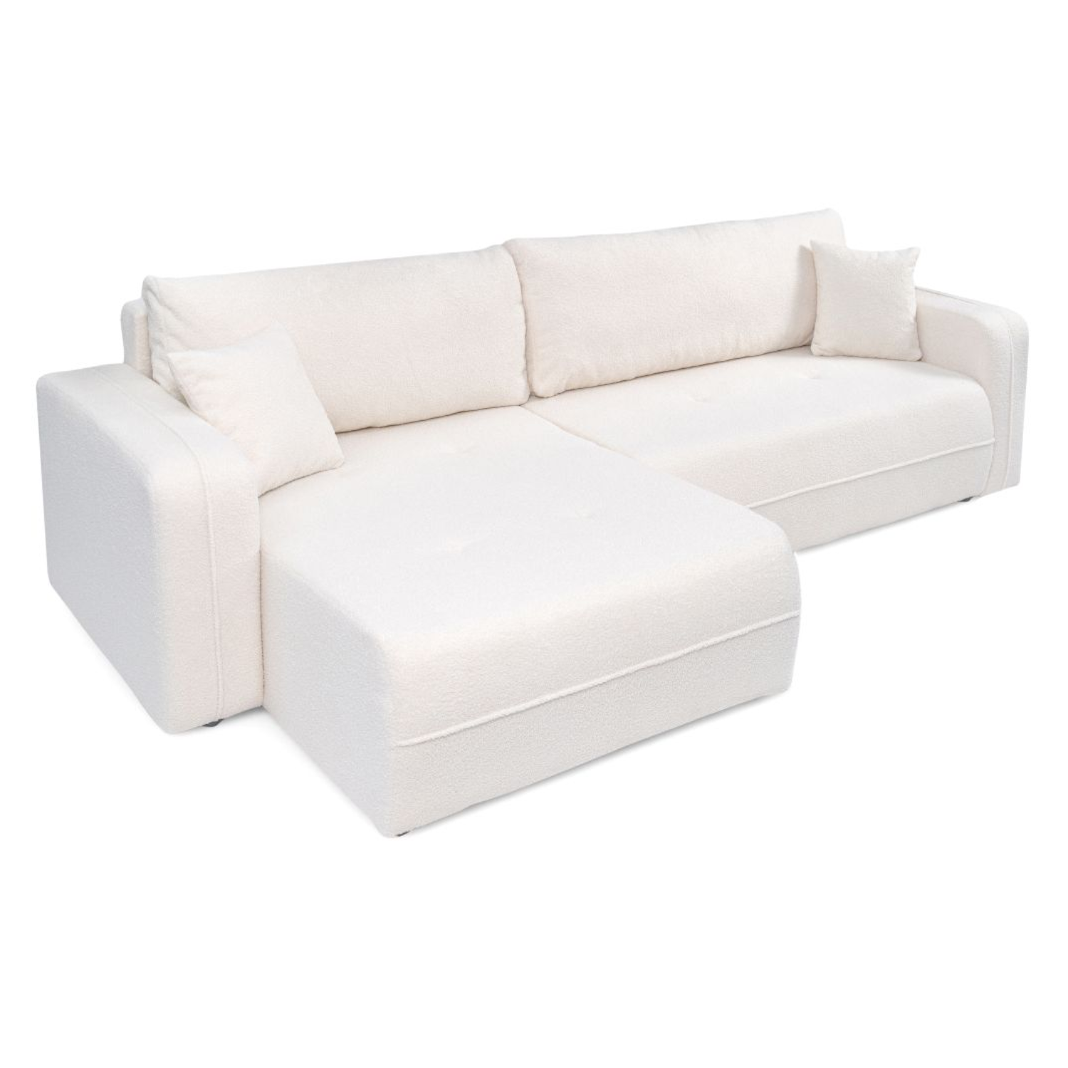 Canapé d'angle max réversible et convertible 5 places en tissu bouclettes