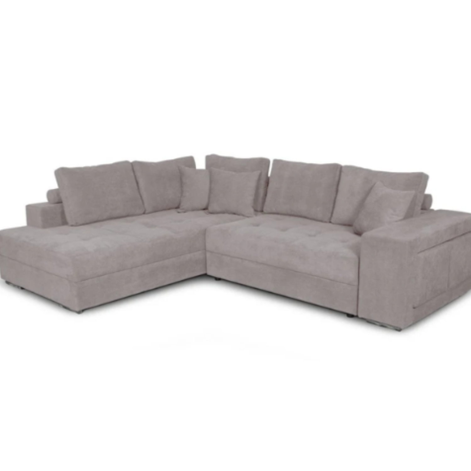 Canapé d'angle convertible avec 2 poufs et coffre en tissu