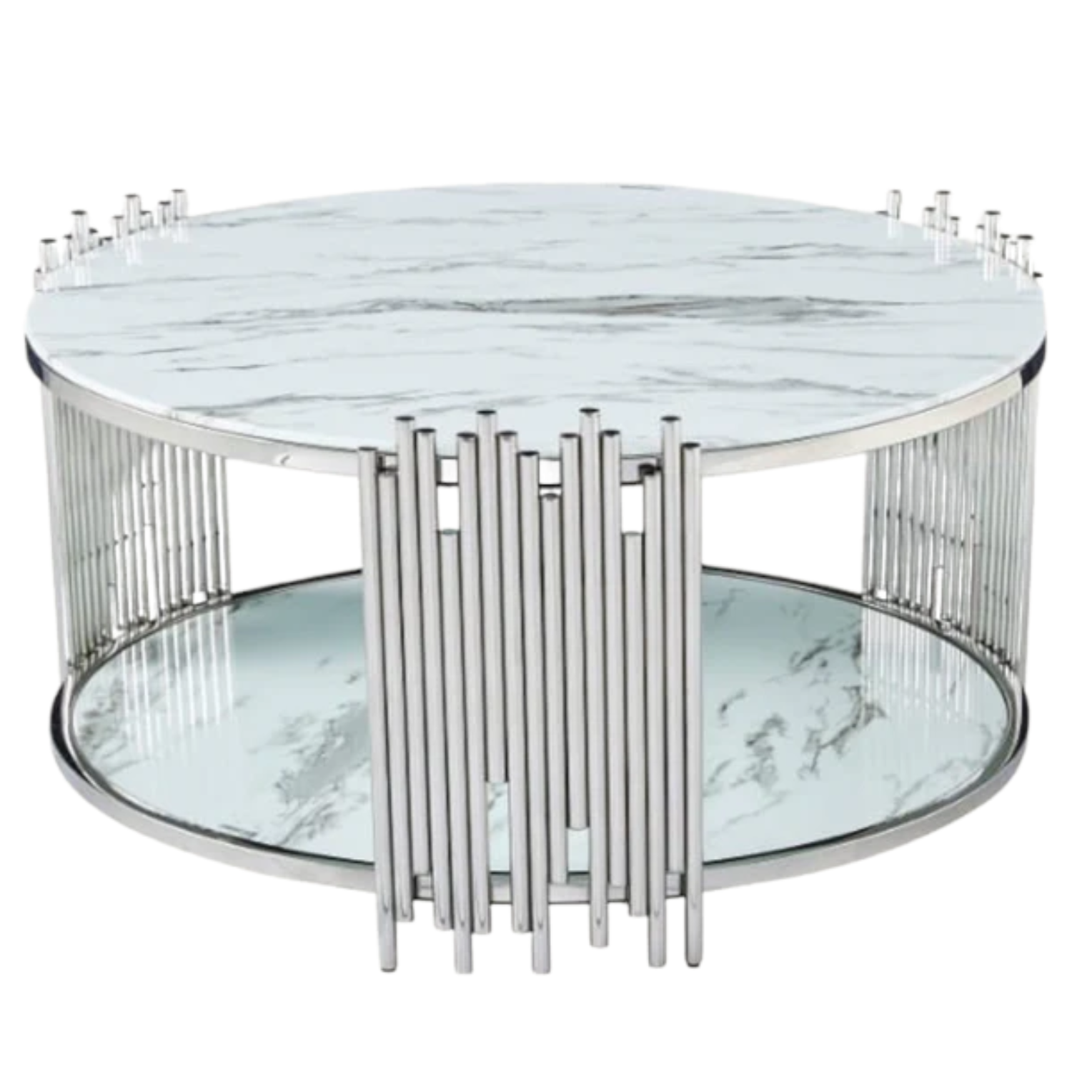 Table basse plateau couleur blanc pieds pieds dorés en acier inoxydable
