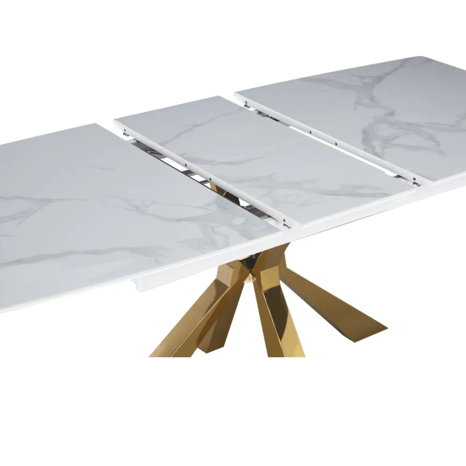 Table a manger extensible en marbre et pieds métallique