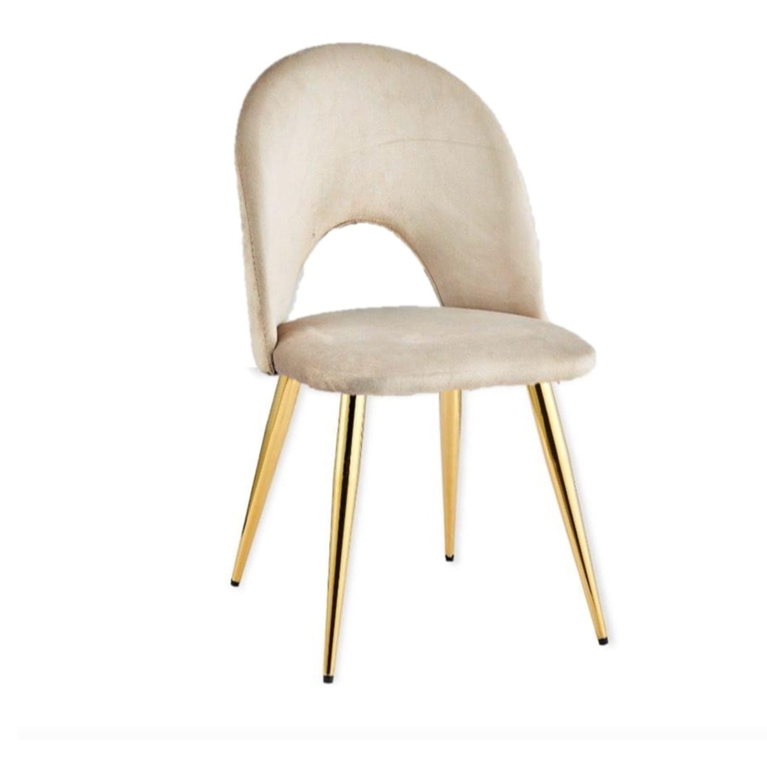 Chaise en velours avec piètement noir ou doré – L 45 cm x P 45 cm x H 90 cm