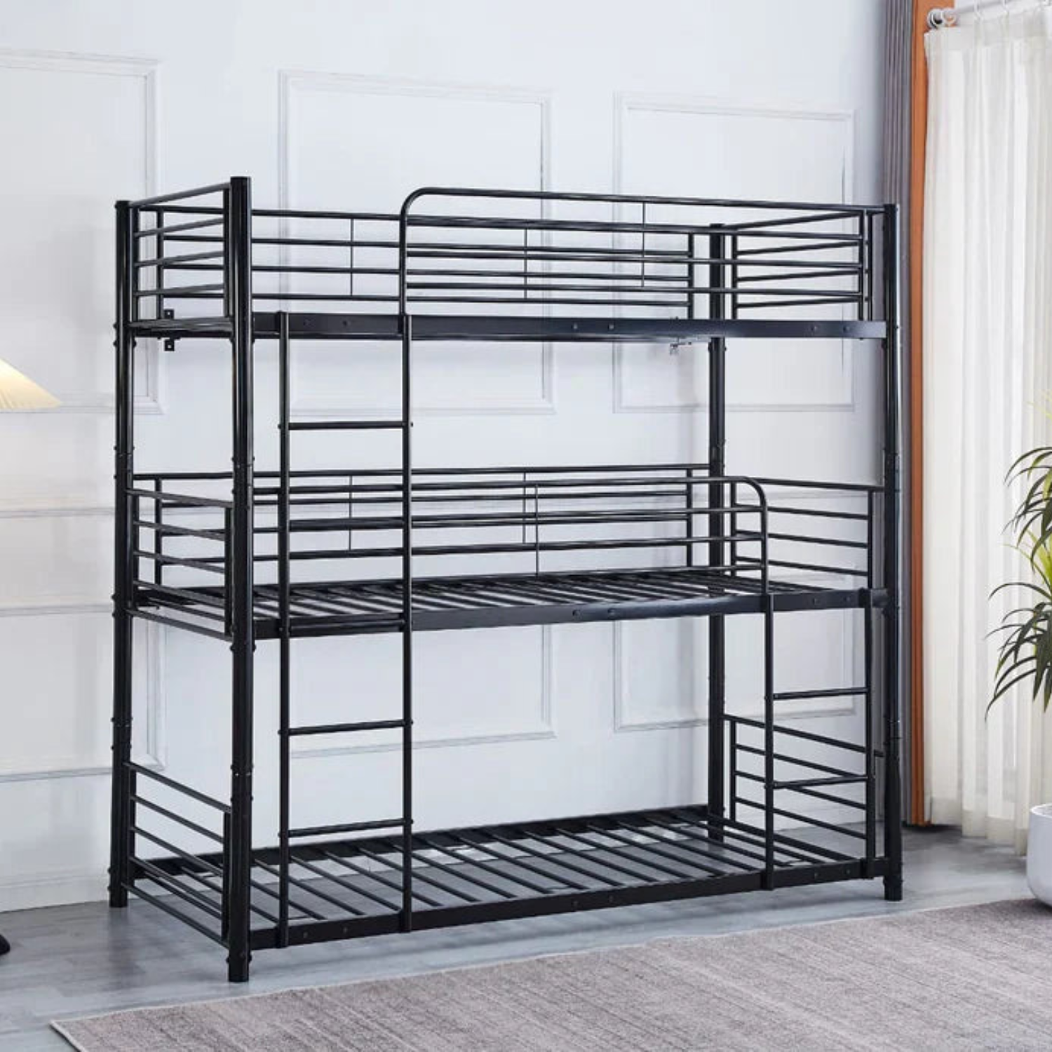 Lit superposé TRIO revêtement et sommier en acier 90 x 190 cm