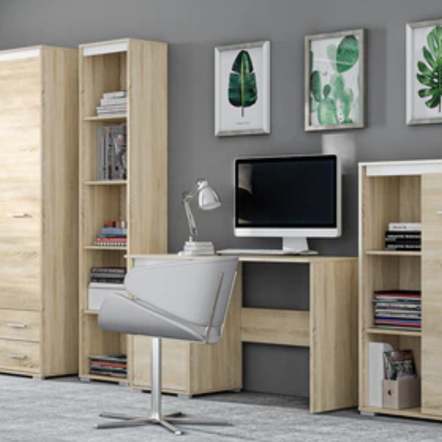 Bureau Moderne avec Bordure ABS en Lumière de Sonoma - Design Élégant et Résistant