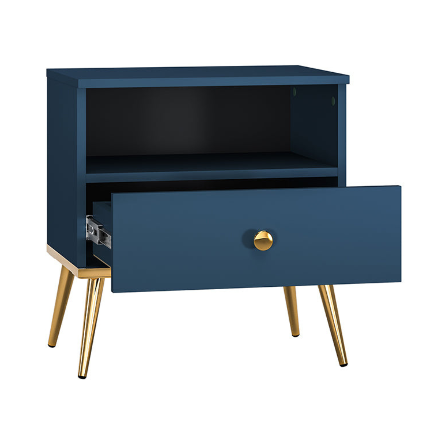 Table de Chevet Labrador avec Pieds Dorés Métalliques - Design Élégant et Résistant