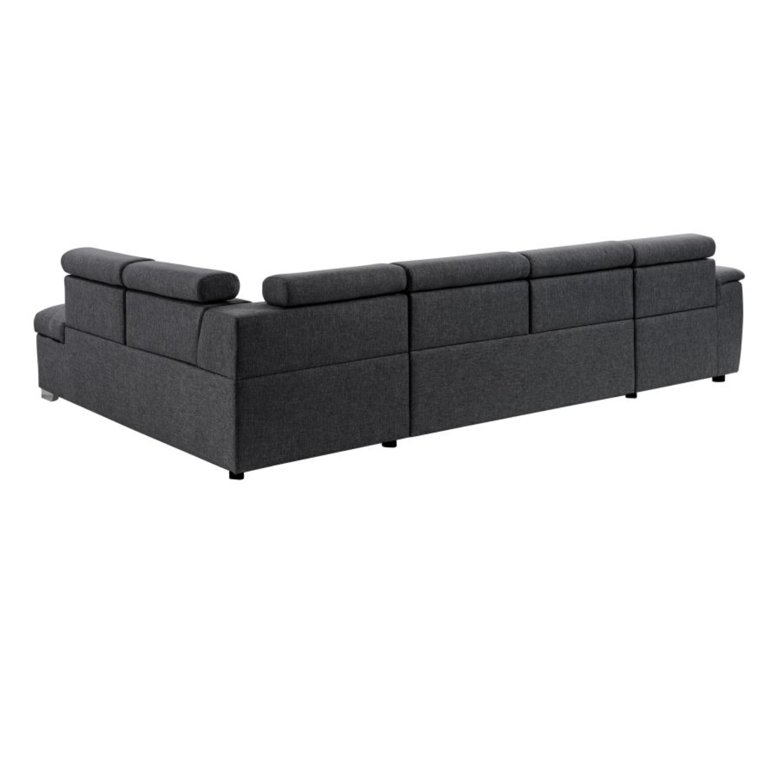 Canapé panoramique convertible avec 2 coffres en tissu