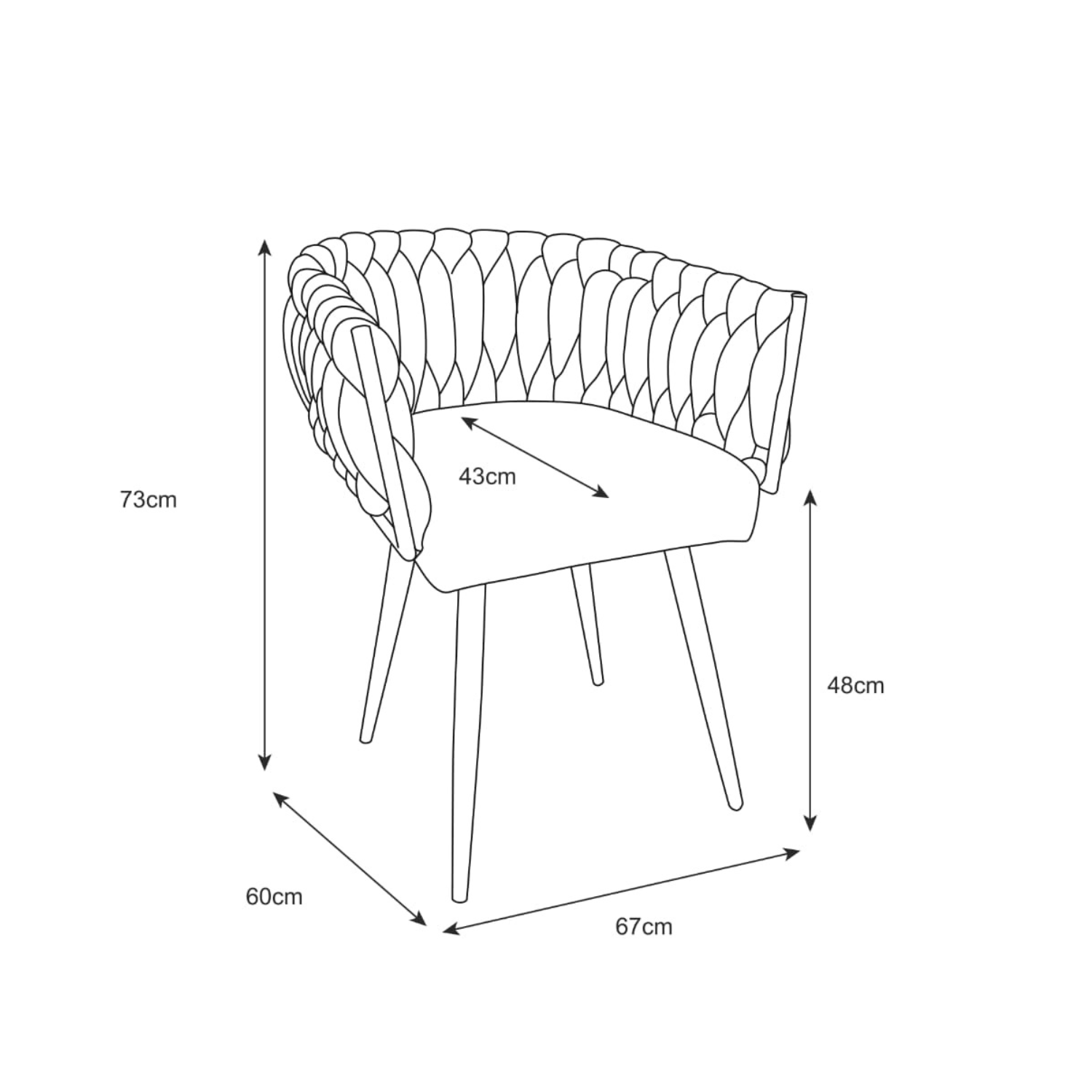 Chaise avec accoudoirs en velours et pieds métal noir
