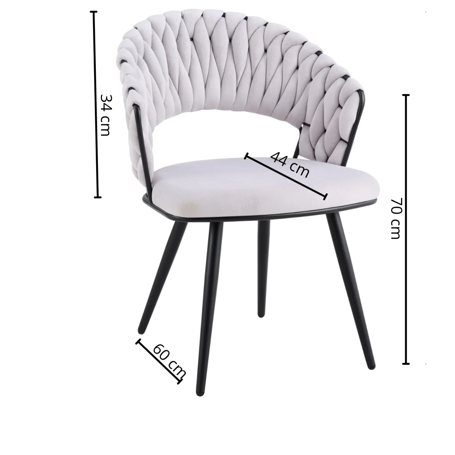 Chaise avec Pieds en Métal Noir et Assise en Velours