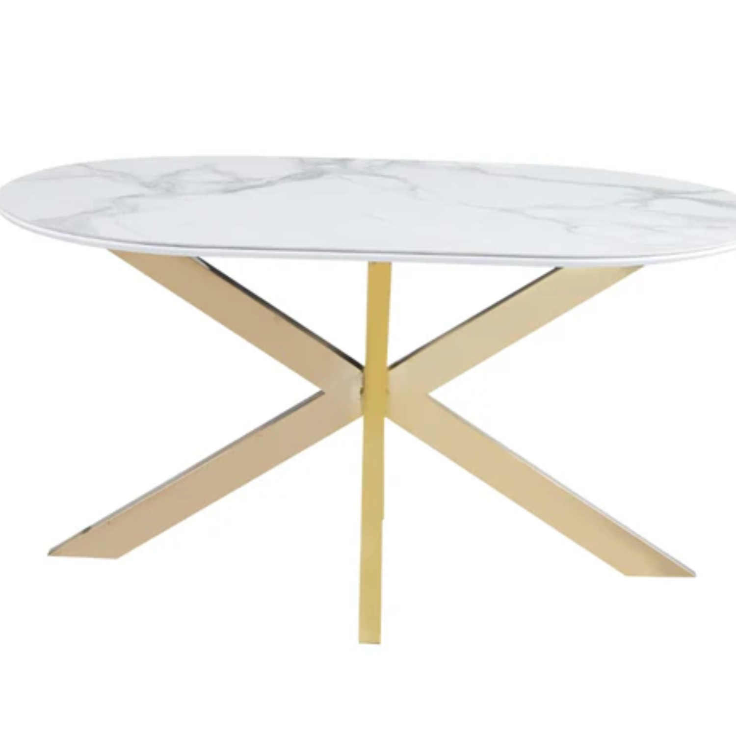 Tables à manger en Céramique Effet Marbre Blanc et Bases Métalliques