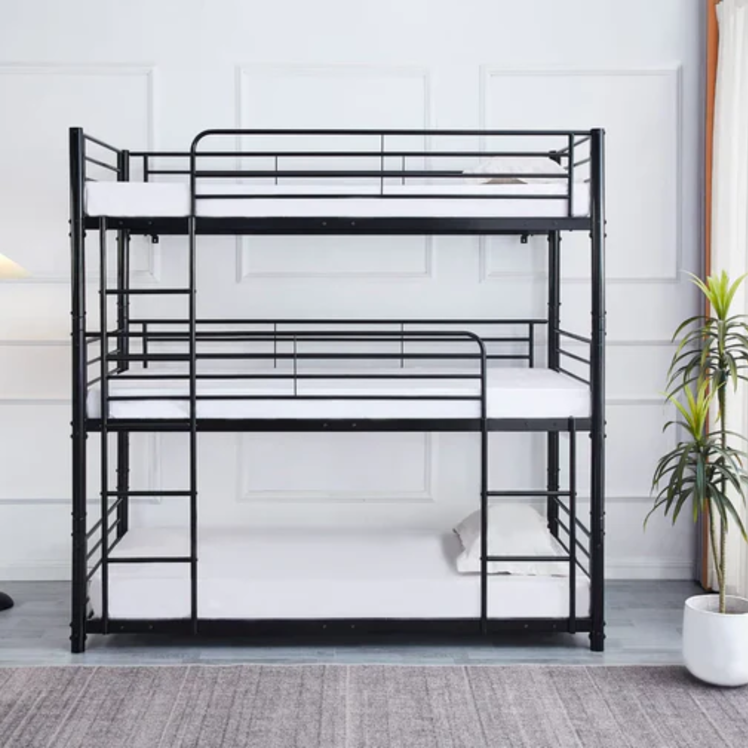 Lit superposé TRIO revêtement et sommier en acier 90 x 190 cm