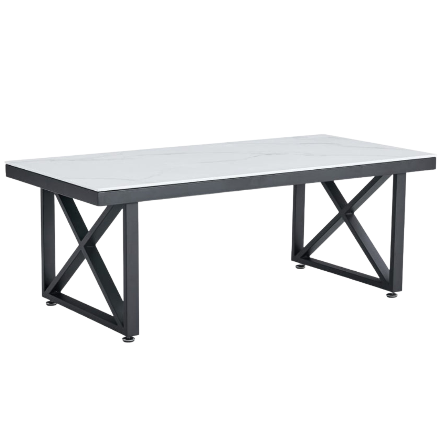 Table Basse Plateau en Marbre Blanc ou Noir et Pieds Métalliques