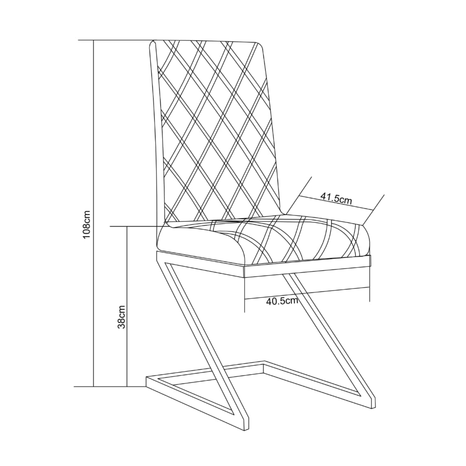 Chaise de bureau assise en velours et pieds en acier
