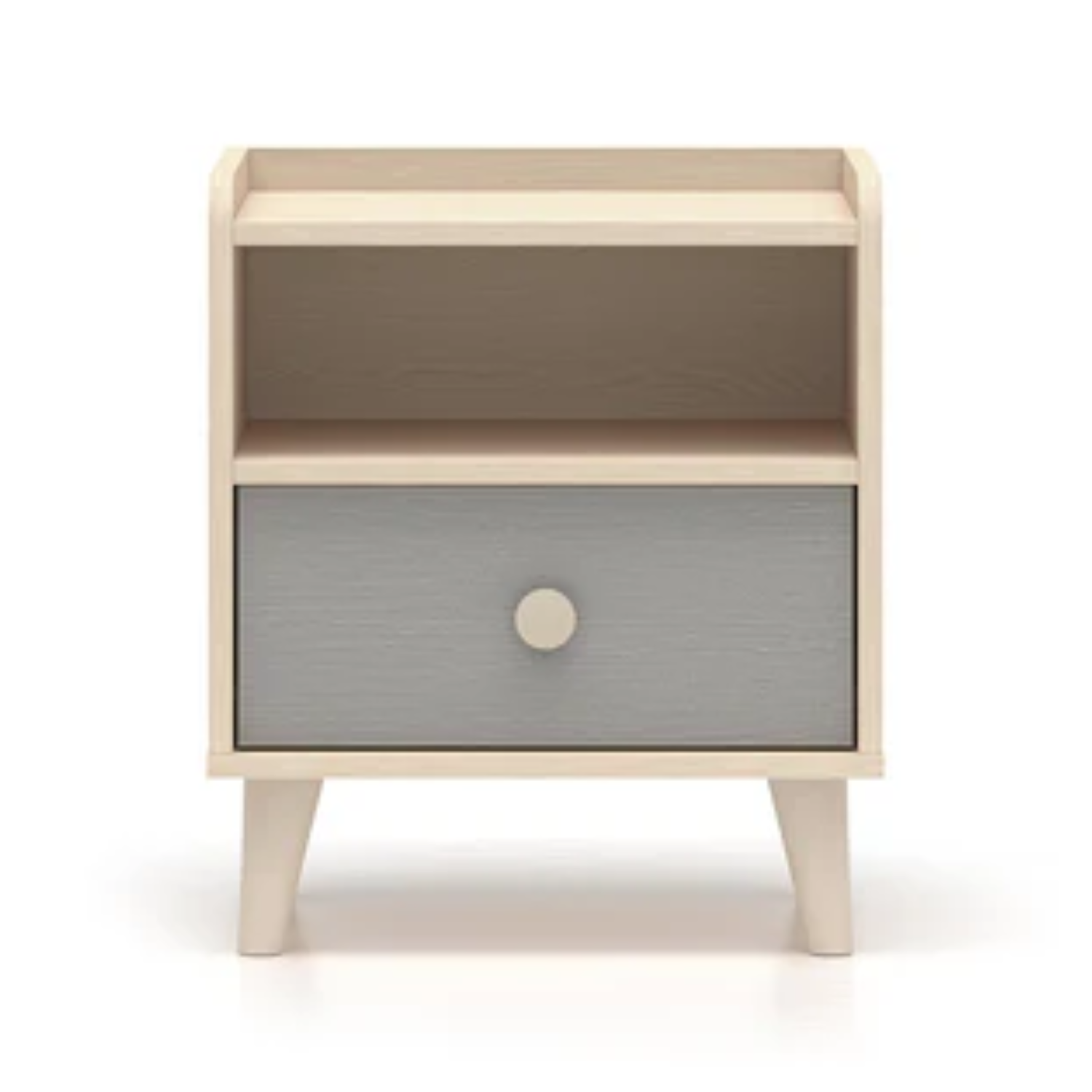 Table de chevet pour enfant en rose millénaire et sable du désert, avec bordure en ABS résistante aux chocs et à l'humidité