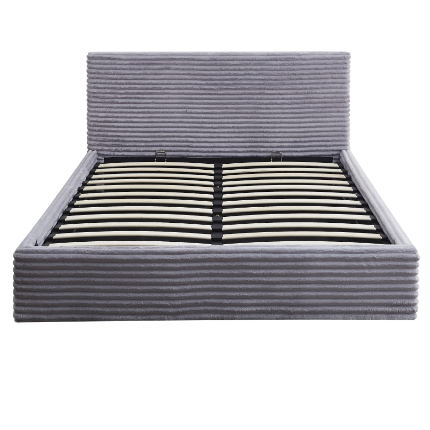 Lit Coffre Côtelé en Velours – Écru ou Gris – 90x190, 140x190, 160x200 cm