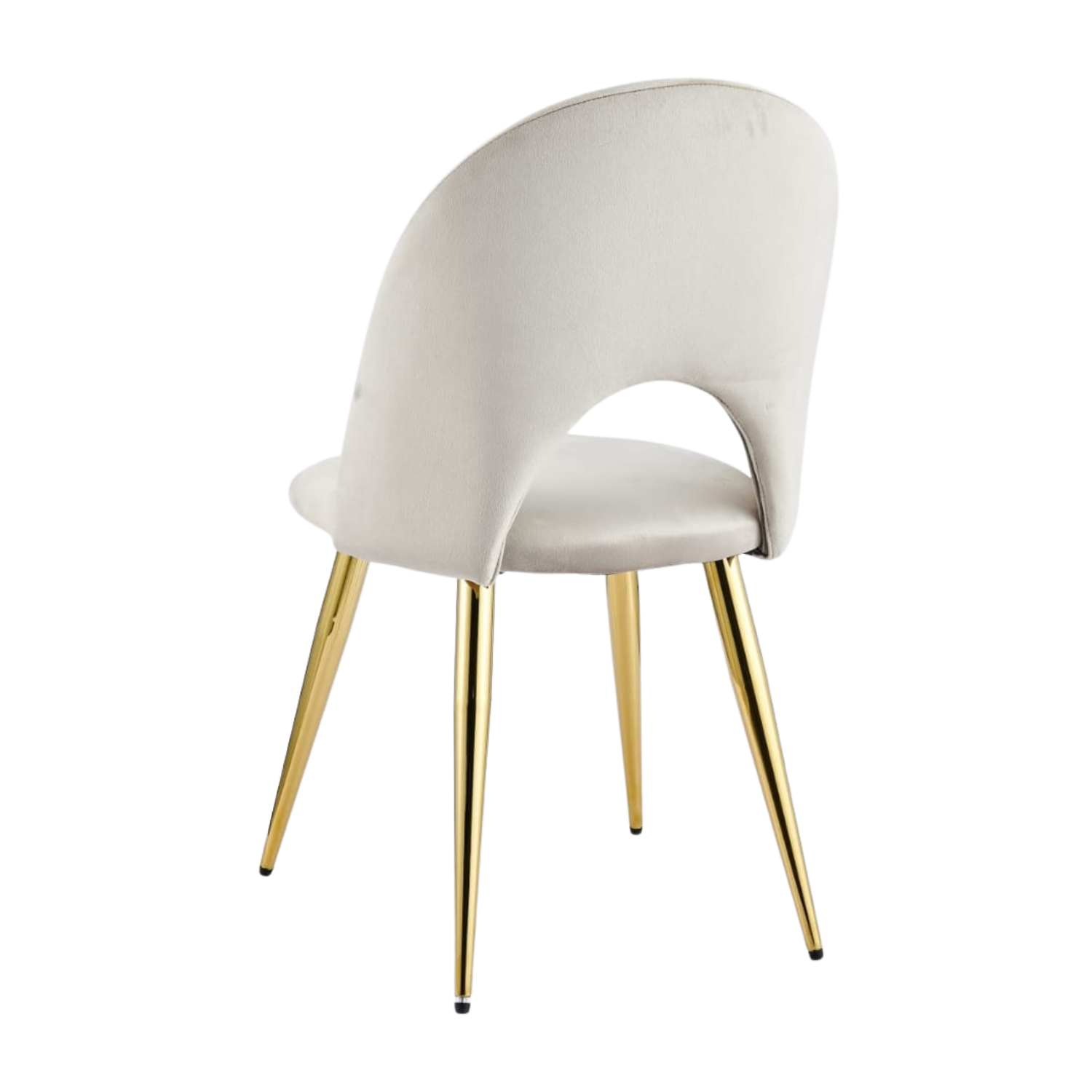 Chaise en velours avec piètement noir ou doré – L 45 cm x P 45 cm x H 90 cm
