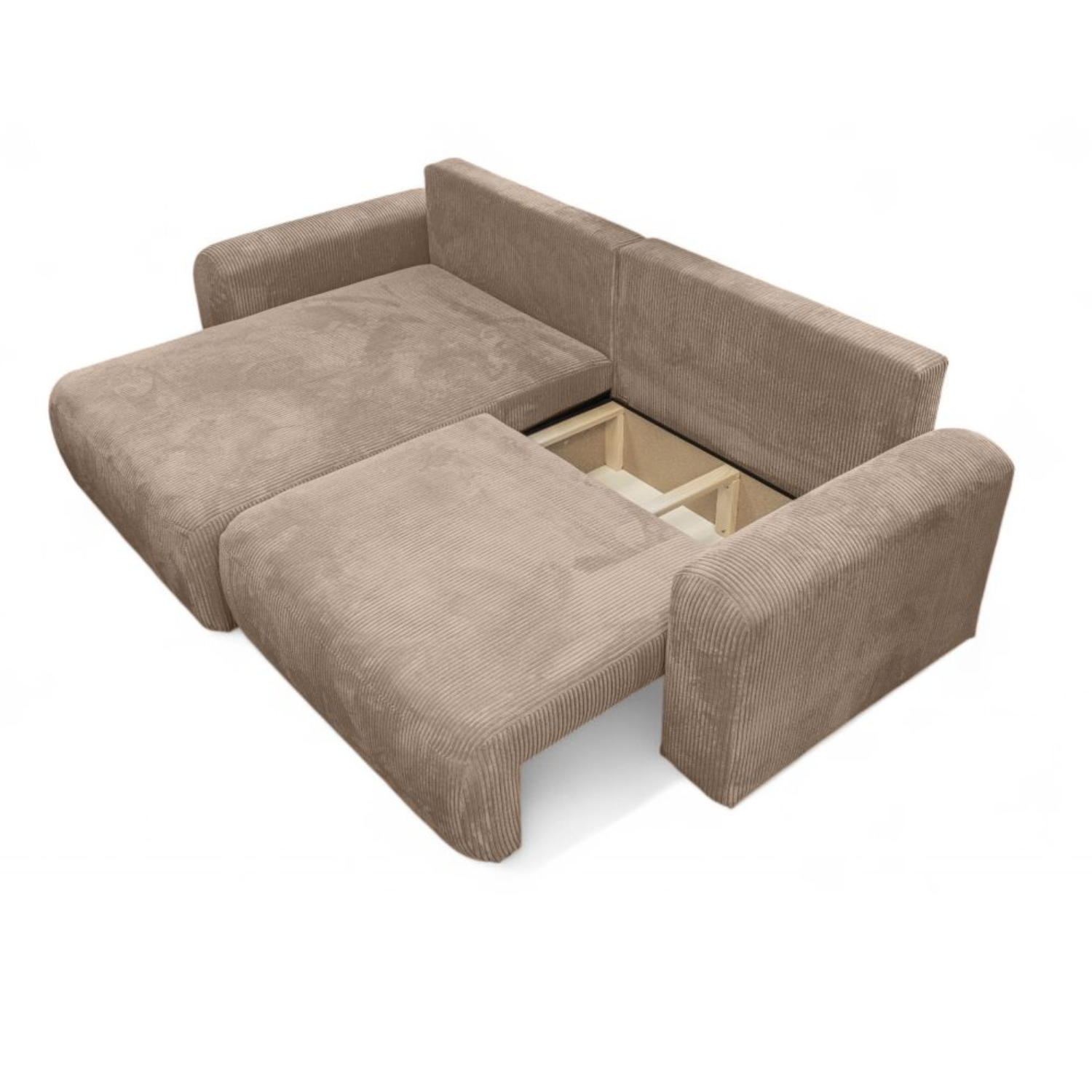 Canapé d’Angle Réversible – 4 Places – Convertible avec Coffre – Tissu Bouclette ou Velours Côtelé