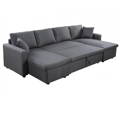 Canapé U panoramique convertible avec 2 coffres en tissu
