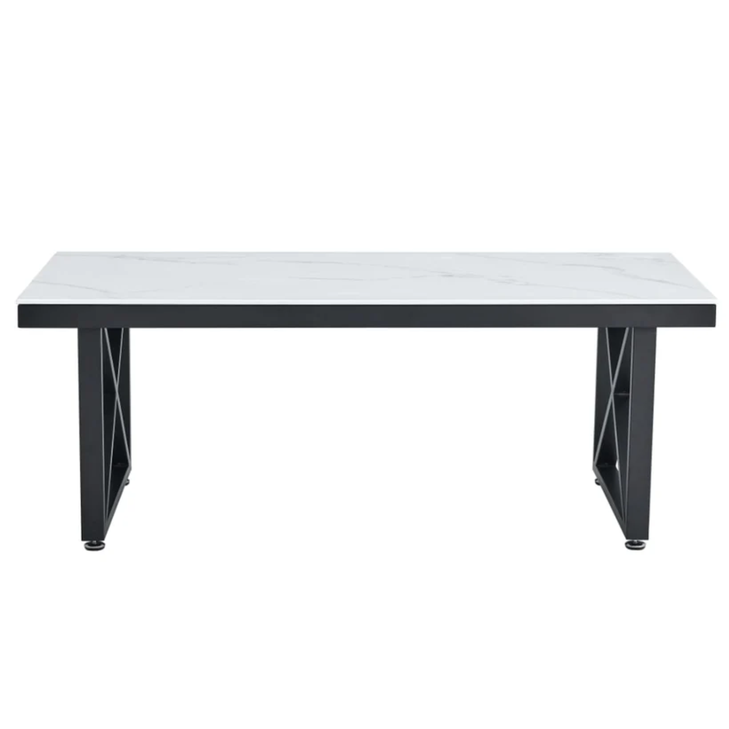 Table Basse Plateau en Marbre Blanc ou Noir et Pieds Métalliques